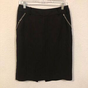 Sandra Angelozzi Black Pencil Skirt With Rhinestone Detail